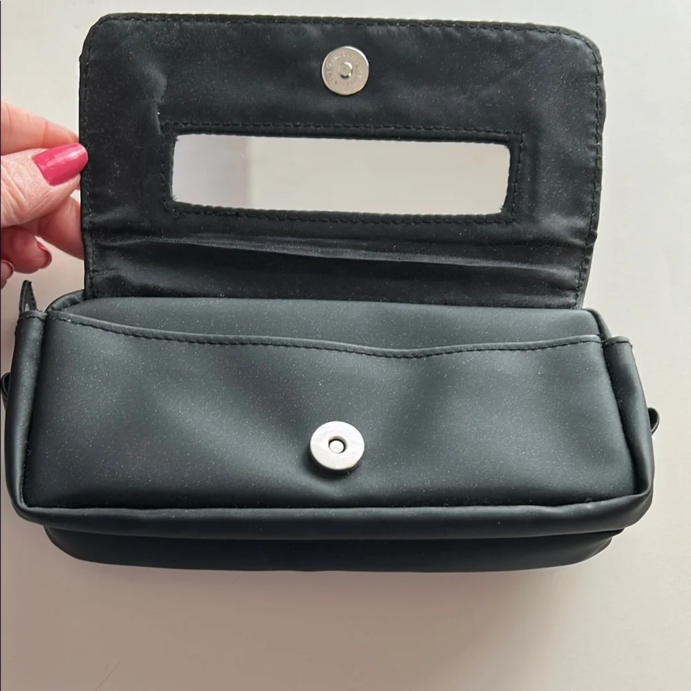 Vintage Garden Botanika black two compartments with mirror cosmetic makeup bag